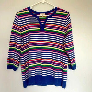 Talbots Petite Women’s Large LP knit striped shirt three quart sleeve cotton